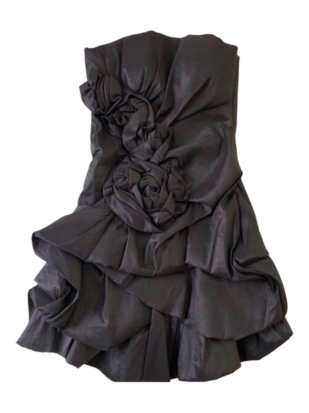DAISY black dress strapless silky contemporary dark Academia luxury XS